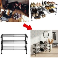 STOJAK NA BUTY 3 POZIOMY REGULOWANY ROZSUWANY REGAŁ NA OBUWIE