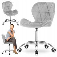 KRZESŁO OBROTOWE BIUROWE DO BIURKA TOALETKI REGULOWANE WELUROWE FOTEL SZARE