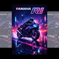 Plakat Motoryzacyjny Yamaha R1 A4 (21 x 29,7 cm) Dekoracja Ścienna