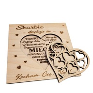 DREWNIANA KARTKA Miłosne Wyznanie Walentynka Walentynki MIŁOŚĆ SERCE