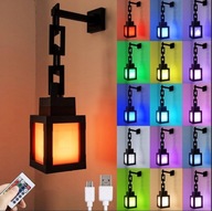 Lampka Nocna LED MINECRAFT latarnia lampion RGB 16 Kolorów PILOT ścienna