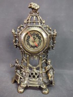 Piękny mosiężny zegar kominkowy z czasów PRL-u