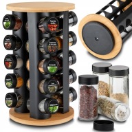 POJEMNIKI NA PRZYPRAWY PRZYPRAWNIK OBROTOWY STOJAK + 20 SŁOIKÓW NAKRĘTKI