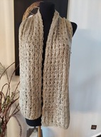 Damski Szary Srebrny Szalik Szal Ażurkowy Cekiny