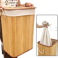KOSZ NA PRANIE BAMBUSOWY POJEMNIK NA BIELIZNĘ Z POKRYWĄ 72L EKO ŁAZIENKOWY