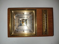 Piękny stylowy barometr i termometr drewniany II poł XX wieku sprawny