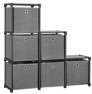 Regał modułowy 6-poziomowy z pudełkami materiałowymi, stabilny i pojemny