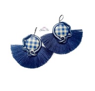 KOLCZYKI SUTASZ KRATKA z CHWOSTEM