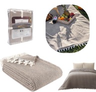 BAWEŁNIANA NARZUTA NA ŁÓŻKO KAPA PLED Z FRĘDZLAMI KOC NA PIKNIK PLAŻĘ