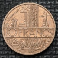 *FRANCJA [0117]*10 franków 10 FRANCS 1977 Konstrukcje Geografia Mapa