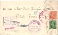 POLSKA POCZTA POLOWA NR 1 -stemple na kopercie -1942 rok