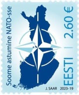 Estonia 2023 Znaczek 1077 ** NATO Finlandia mapa