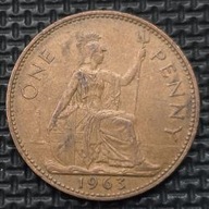 *WIELKA BRYTANIA [0192] *ONE 1 PENNY 1963 ELŻBIETA II, Britannia