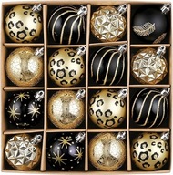 Bombki choinkowe Czarno Złote Nietłukące Glamour Ozdoby Świąteczne Panterka