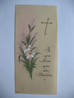 Przedwojenny ŚWIĘTY OBRAZEK RĘCZNIE MALOWANY NA TWORZYWIE