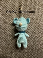 Miś niebieski brelok / zawieszka rękodzieło szydełko