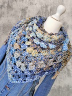 PRZEPIĘKNA MULTIKOLOROWA DUŻA CHUSTA SZAL NA SZYDEŁKU RĘKODZIEŁO_NA PREZENT