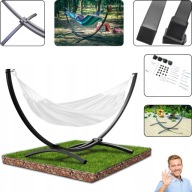 METALOWY MOCNY STELAŻ DO HAMAKA STOJAK OGRODOWY CZARNY DWUOSOBOWY