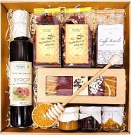 Kosz Prezentowy Kawa Herbata Miód Syrop Malina Pierniki