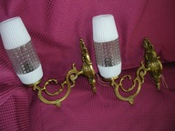 Kinkiety z mosiądzu 2 szt z białymi kloszami