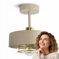 Lampa Sufitowa Wisząca Żyrandol Beżowa Złoto E27 LED Nowoczesna