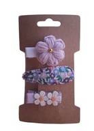Mini spinki do włosów szydełkowy kwiatek fiolet 3 szt.