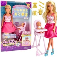 Lalka Lily z bobasem Woopie Royal z krzesełkiem do karmienia i akcesoriami