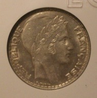 FRANCJA 10 FRANK - FRANKÓW 1933 FRANCJA GCN AU58, SREBRO