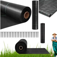 AGROWŁÓKNINA CZARNA SCIÓŁKUJĄCA 1.1X50M 90 g/m² MATA NA CHWASTY + KOŁKI 50