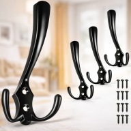 WIESZAK ŚCIENNY HACZYK NA UBRANIA CZARNY MOCNY METALOWY 5 SZT SOLIDNE