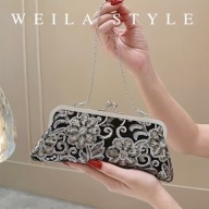 ELEGANCKA torebka listonoszka aksamit impreza VINTAGE MODNA błyszcząca