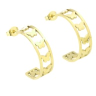 56311 Kolczyki złota stal chirurgiczna koła ażurowe motylki