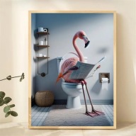 Gotowy Plakat Obraz na płótnie z flamingiem kolorowy WC łazienka 30x40 A3