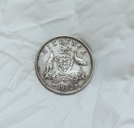 AUSTRALIA - 6 PENCE 1942 - Jerzy VI - srebro