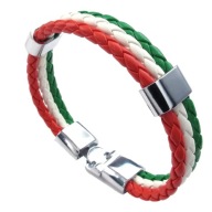 BRANSOLETKA trójkolorowa skórzana Legia kibic