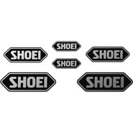 6x Naklejka na Kask z Logo SHOEI Emblemat Czarno-Srebrny Nalepki Zestaw