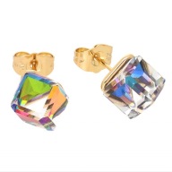 62727 Kolczyki 18K pozłacane 11 MM VITRAIL CUBE CRYSTAL Swarovski