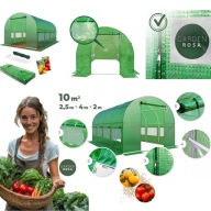 DUŻY TUNEL OGRODOWY SZKLARNIA 4x2,5m FOLIA PREMIUM WARZYWA 10m2 + GRATIS