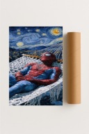 Plakat bez ramy 50x70cm Odpoczynek Spidermana superbohater noc MCU marvel