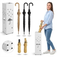 PARASOLNIK STOJAK NA PARASOLE PARASOLKI METALOWY BIAŁY OCIEKACZ SONGMICS 49