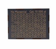 Skarbonka Wykreślana SZARA Drewniana Wyzwanie 10000zł Oszczędzanie Prezent