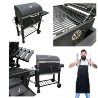 GRILL OGRODOWY WĘGLOWY DUŻY ANGULAR RUSZT ŻELIWNY + PŁYTA ŻELIWNA POKROWIEC