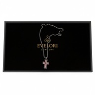 Różowy Naszyjnik KRZYŻ Perłowy STAL Y2K Grunge UNISEX