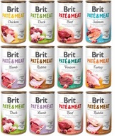ZESTAW BRIT PATE&MEAT karma MOKRA dla dorosłego psa MIX SMAKÓW 12x 400g