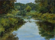 Rzeka" obraz olejny na płótnie 30x40cm , oryginał Garncarek Al,,,
