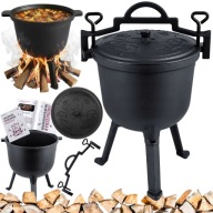 KOCIOŁEK ŻELIWNY MYŚLIWSKI WĘGIERSKI 8L NA OGNISKO GRILL GARNEK PIECZONKI