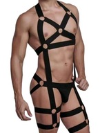 Jednoczęściowa uprząż męska harness na klatę i uda L/XL