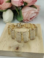 Luksusowa bransoletka pozłacana 18k złotem szeroka elegancja i glamour