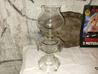 STARA PIĘKNA CAŁA SZKLANA LAMPA NAFTOWA z KLOSZEM