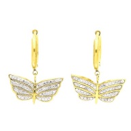 42011 Kolczyki złota stal chirurgiczna motyle motylki z cyrkoniami